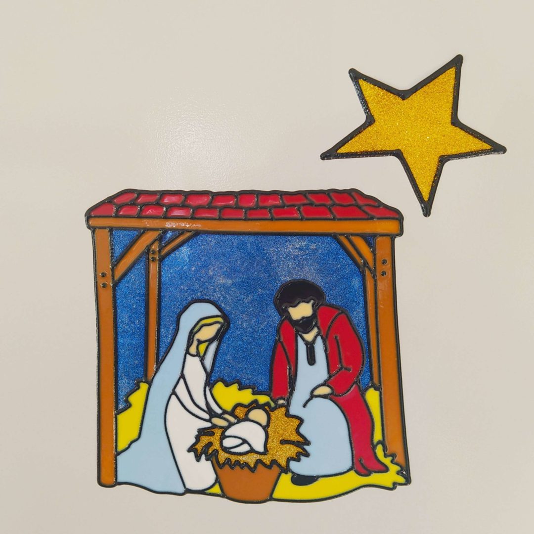Vitrophanie - La crèche et son étoile
