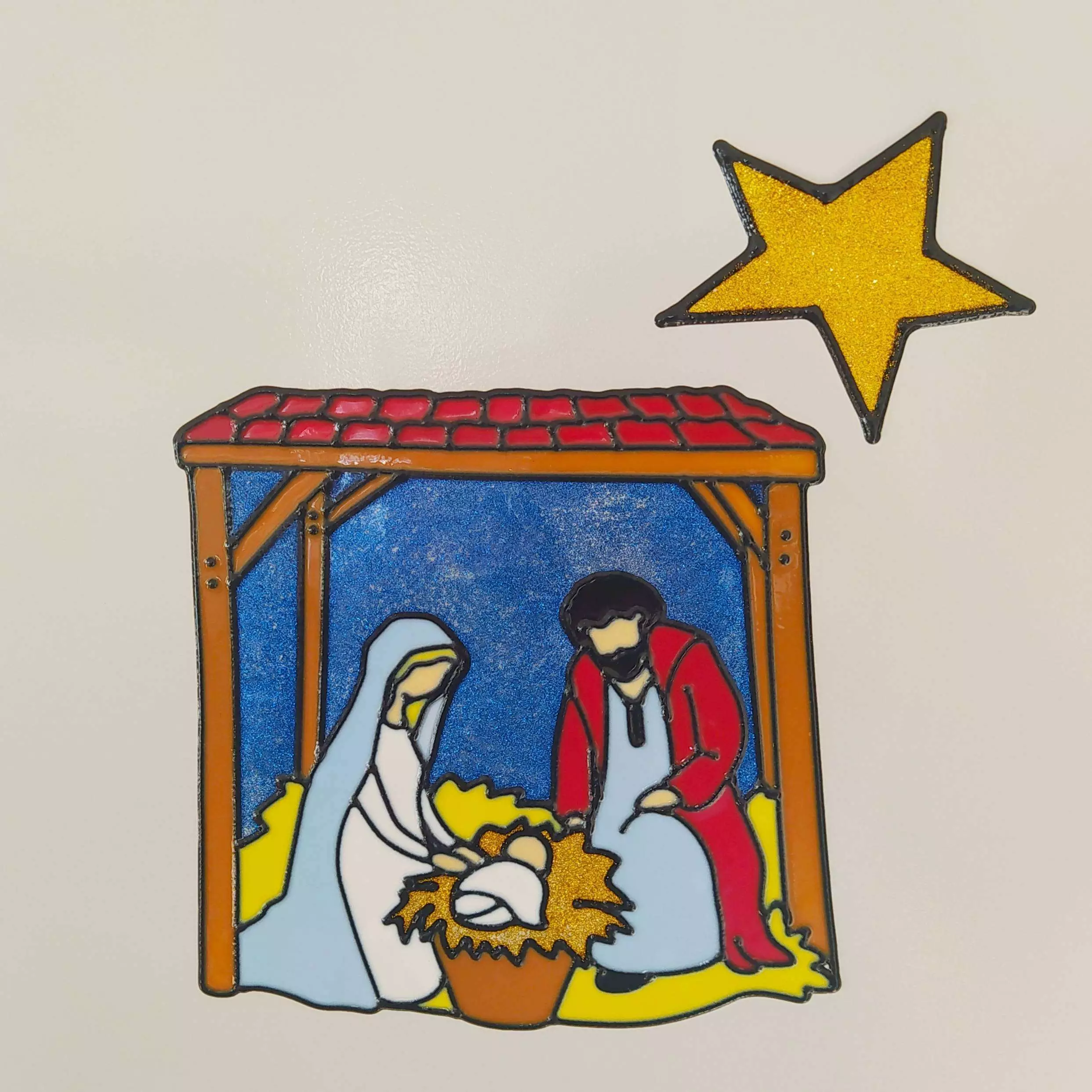 Vitrophanie - La crèche et son étoile