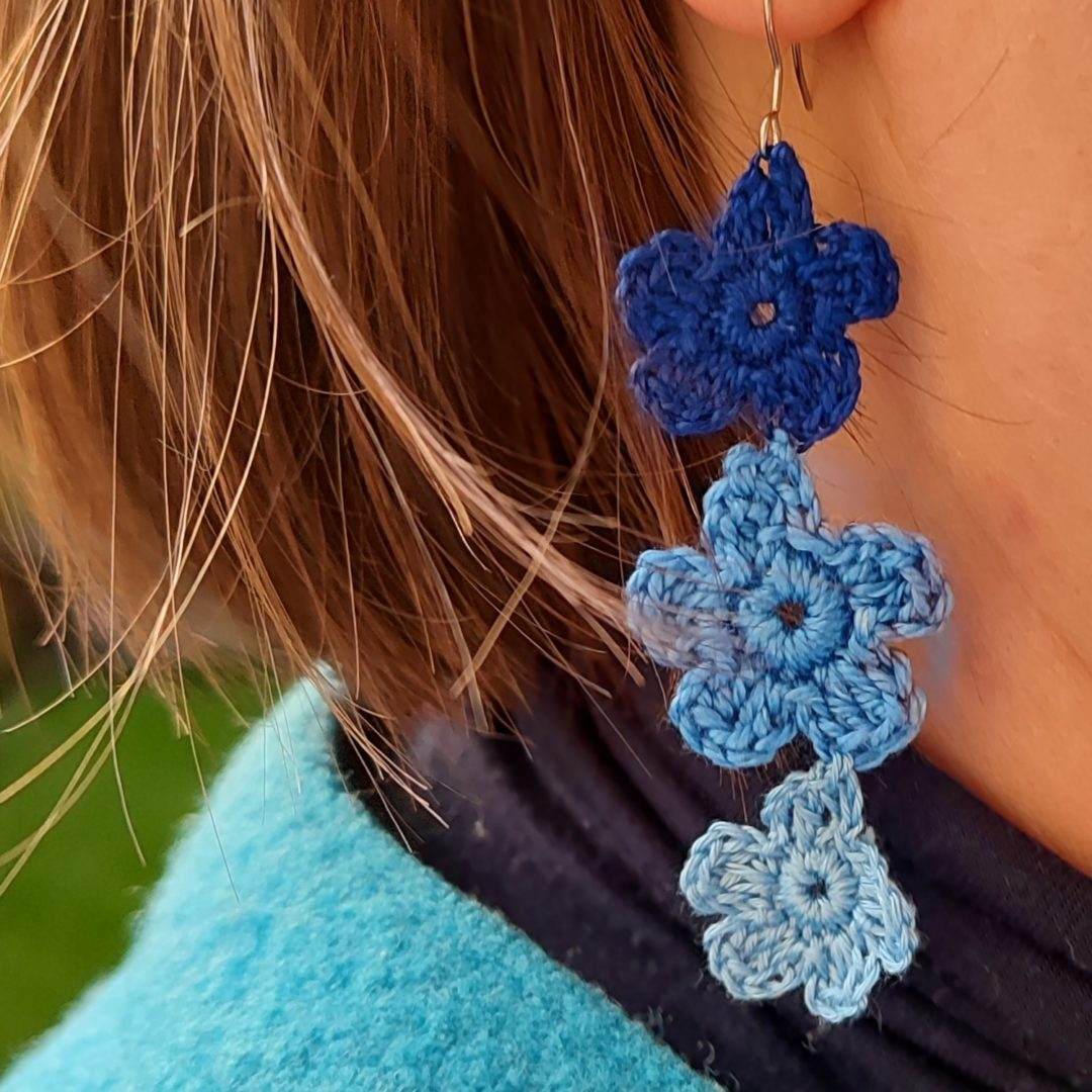 Boucles d'oreilles fleurs bleues