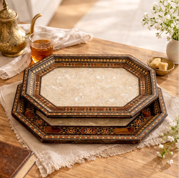 ensemble de 2 plateaux de Damas